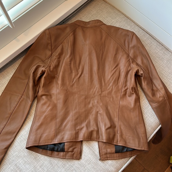 MARC NEW YORK Leather Moto Jacket | Brown Leather Jacket with Hardware Detailing - Picture 5 of 6